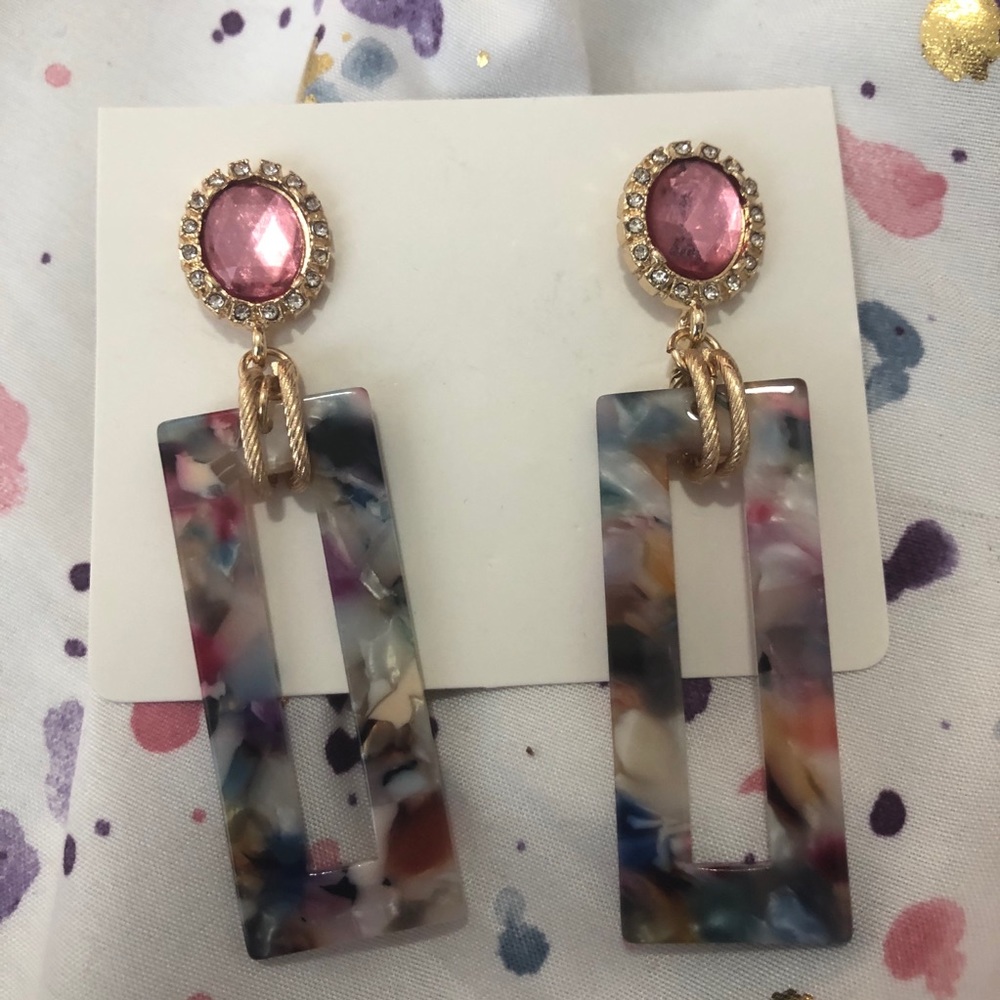 Pink and Colorful Dangle Earrings